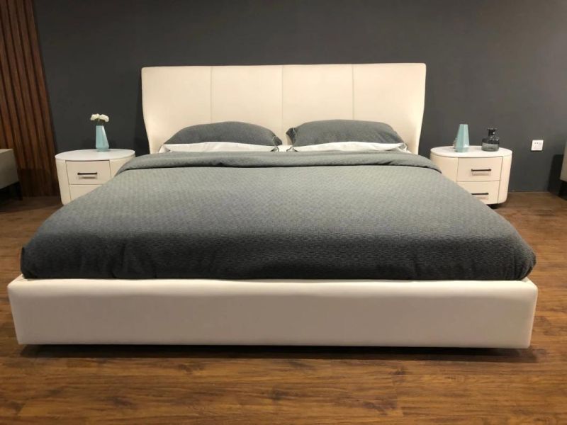 Hot Sale Upholstered King Size Bed Modern Bedroom Furniture Sets with Steel Bedhead