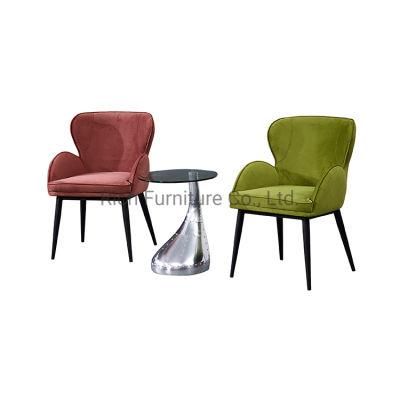 Modern Furniture Fabric Dinning Chair Restaurant Stainless Steel Legs Red Velvet Leisure Chair