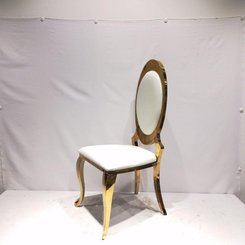 Modern Style Gold Stainless Steel Wedding Furniture Leather Dining Chair