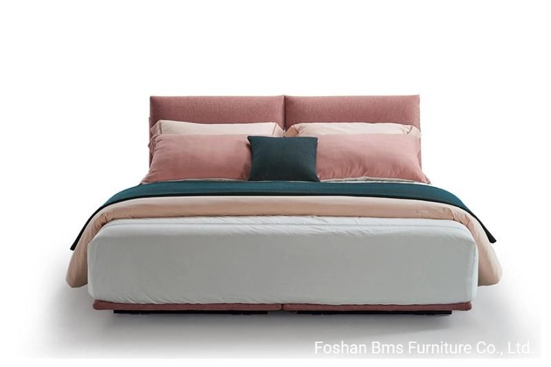 BMS Pink Modern Contemporary Minimalist Design King Size Twin Bed
