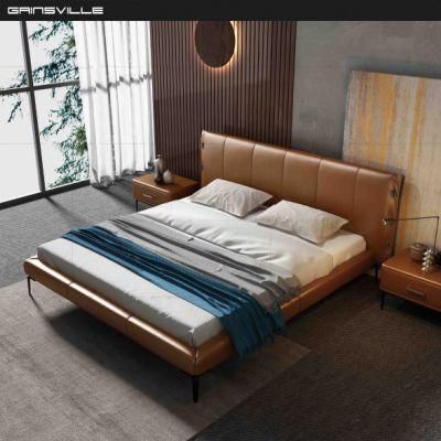 Chinese Factory Modern Style Furniture Italy Bedroom Furniture Set of Genuine Leather Bed Furniture