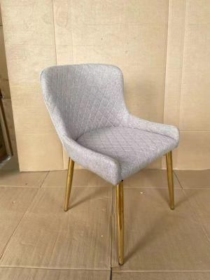 Pink Fabric Hotel Restaurant Dining Chair with Iron Legs