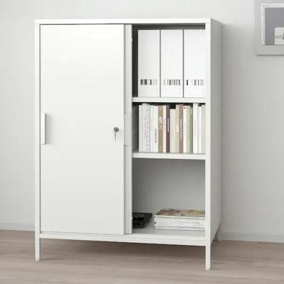 Home Storage Units Half High Double Side Lockable Cabinet with Sliding Doors