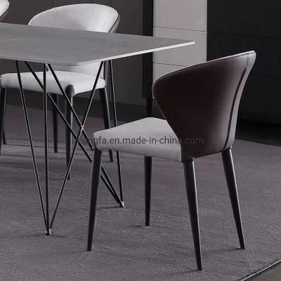 Modern Restaurant Furniture Leather Fabric Cushion Metal Dining Chairs