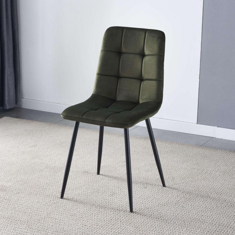 2022 Promotion Big Loading Ability Velvet Small Dining Chair with Black Paint K/D Legs