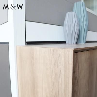 Steel Mobile No Handle Design Pedestal Modern Office Filing Cabinet Wood Storage Cabinet