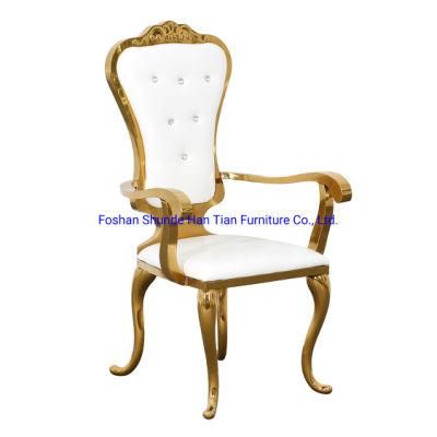 Comfortable Full Back with Arm Stainless Steel Wedding Hotel Banquet Dining Chair