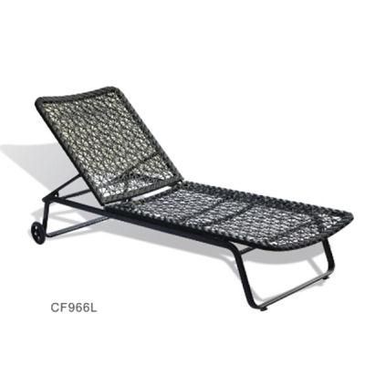 H-China Wicker Chaise Lounger for Outdoor Furniture Flower Weaving