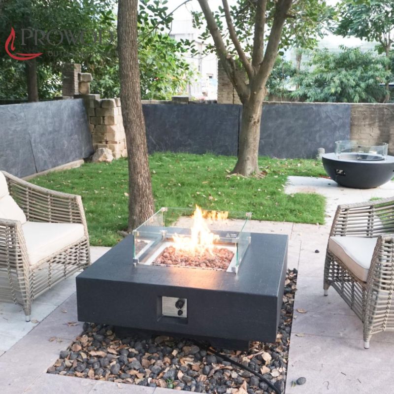 Hot Selling Outdoor Garden Cast Concrete Gas Fire Pit Table