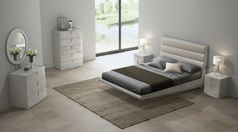 Nova Cashmere Faux Leather Headboard Grey Gloss Sleeping Room Furniture Set