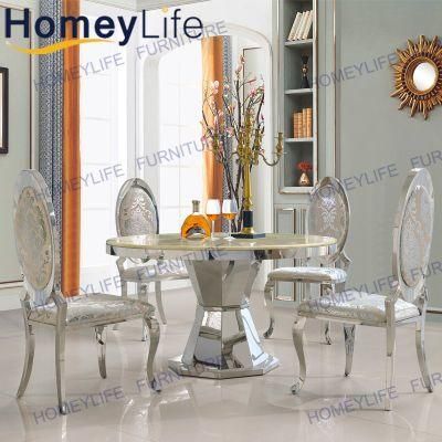Magnificent Banquet Wedding Royal High Back PU Leather Dining Chair with Stainless Steel Legs