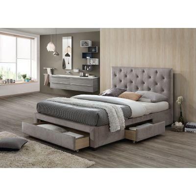 Modern Singapore Style Industrial Pipe Bed Frame of Full Size Frame Bed in Velvet with Drawer