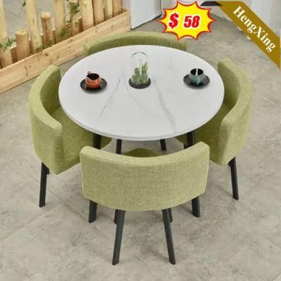 Popular Home Dining Restaurant Furniture Square Dining Table with Fabric Chairs