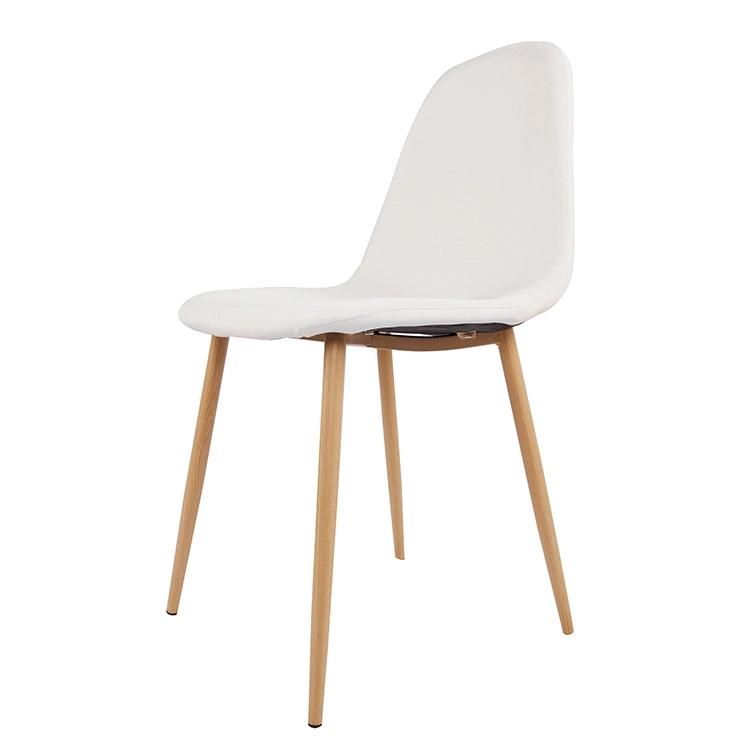 Wholesale Nordic White Color Indoor Home Furniture PU Fabric Soft Upholstered Wooden Leg Dining Leisure Chair