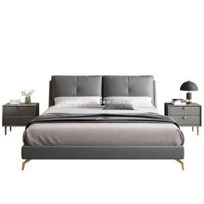 Contemporary Furniture Fashion Design Fabric Wood Modern Upholstered Metal Double Bed Frame
