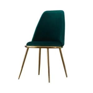 Simple Design Velvet Seat Back with Golden Legs Dining Chair