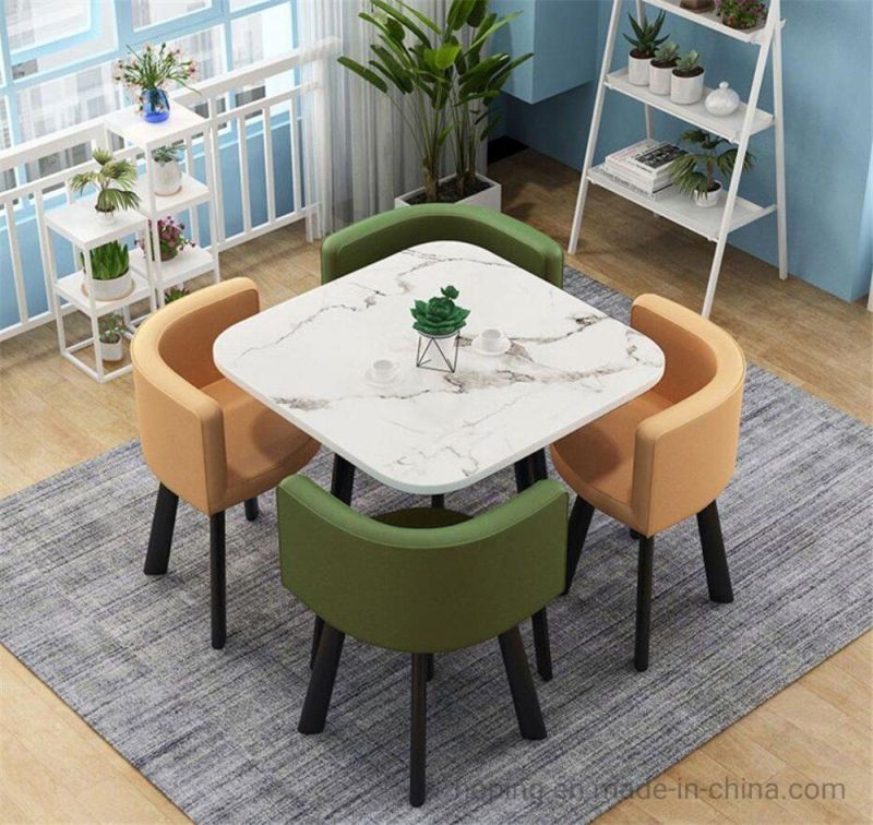 Modern Luxury Small Volume Leather Coffee Shop Metal Hotel Banquet Dining Event Wedding Home Room Party Cafe Leisure Table Chair Restaurants Furniture Set