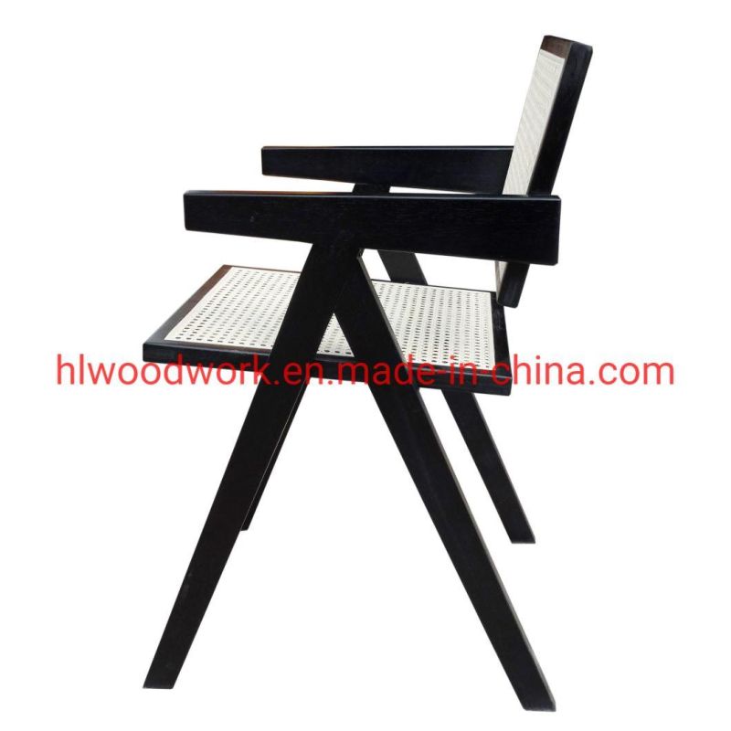 K Style Rattan Chair Dining Chair Ash Wood Frame Black Color Outdoor Chair Resteraunt Chair Hotel Chair
