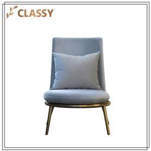 Hotel Bedroom Dining Chair with Metal Frame and Flannel Fabric