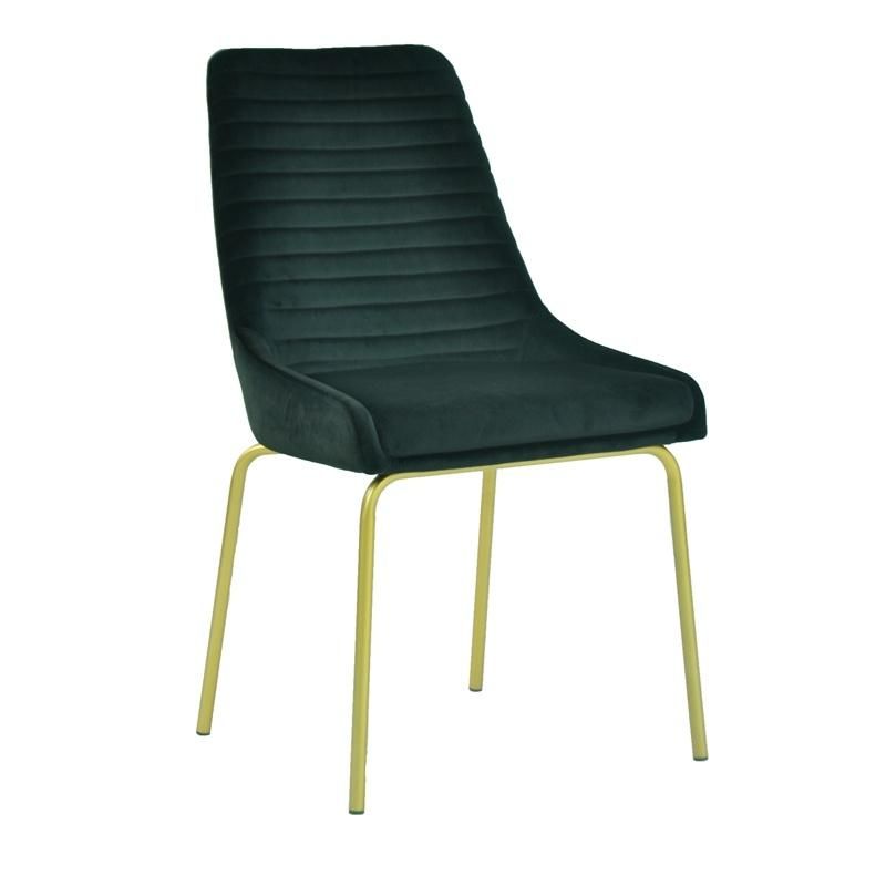 Golden Legs Fabric Furniture Velvet Green Dining Chair for Kitchen Dining Room