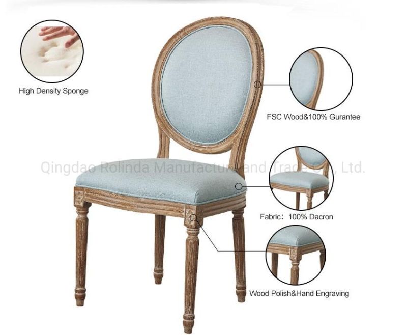 Wholesale Cheap Luxury French Round Back Stacking Fabric Back Louis Chair