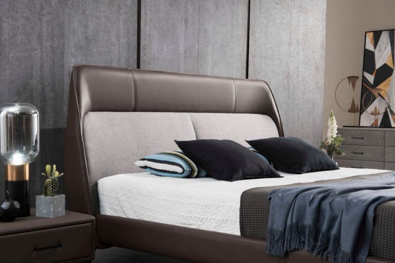 Modern Bedroom Furniture Bed Import Leather with Metal Head Structure and Leg Gc1833