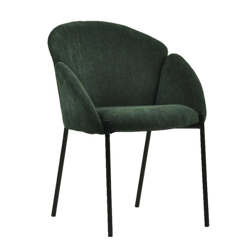 Luxury Green Fabric Soft Seat Round Back Dining Chair Armchair