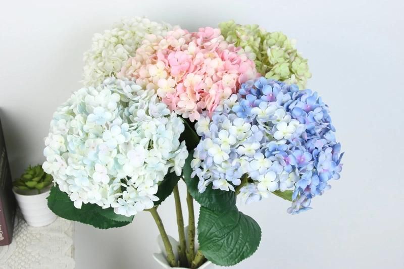 Fabric White Single Stem Wholesale Silk Hydrangea Artificial Flower Wedding Centerpieces