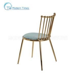 Outdoor Furniture Modern Minimalist Breathable Cushion Seat Golden Leg Dining Living Chair Outdoor Dining Chair