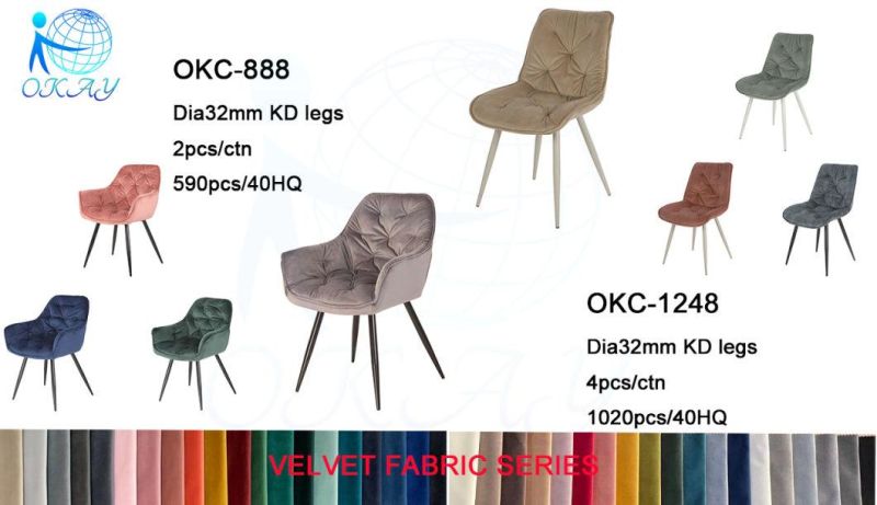 Hot Sale Modern Fashion Design Fabrics Seat Metal Legs Bow Dining Chairs for Dining Room