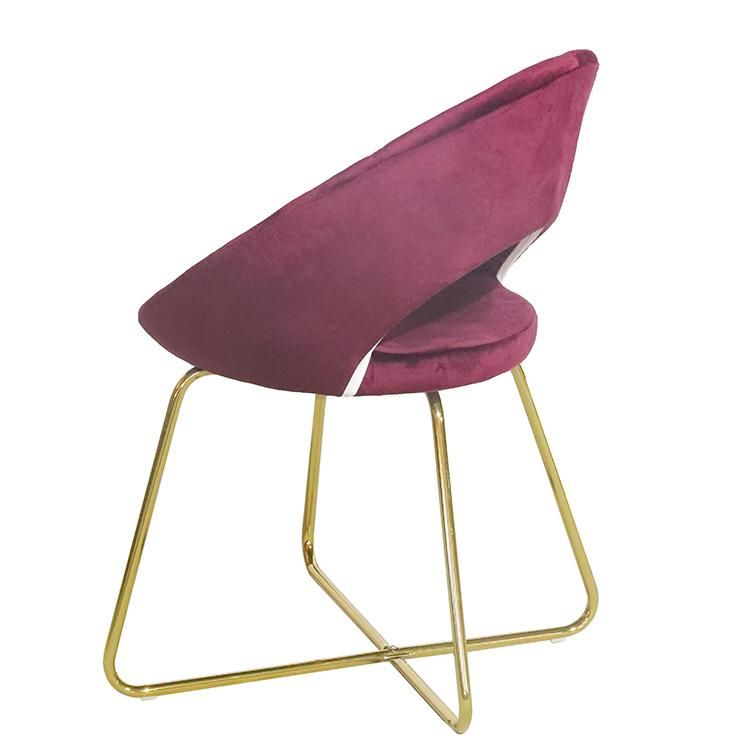 Chinese Wholesale Modern Home Furniture Living Room European Metal Legs Dining Chair with Velvet Fabric