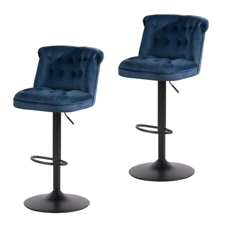 Bar Chair Home Tall Nordic Metal Luxury Velvet Kitchen Chair High Modern Stools Chair Bar Furniture Chair for Bar Table