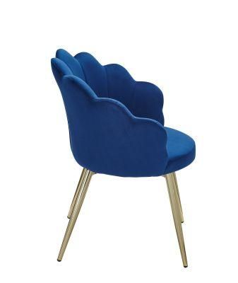 Home Furniture Coffee Hotel Luxury Upholstered Soft Back Velvet Fabric Dining Chair with Metal Legsluxury Restaurant
