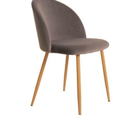Blue Color Velvet Dining Chair with Wooden Legs