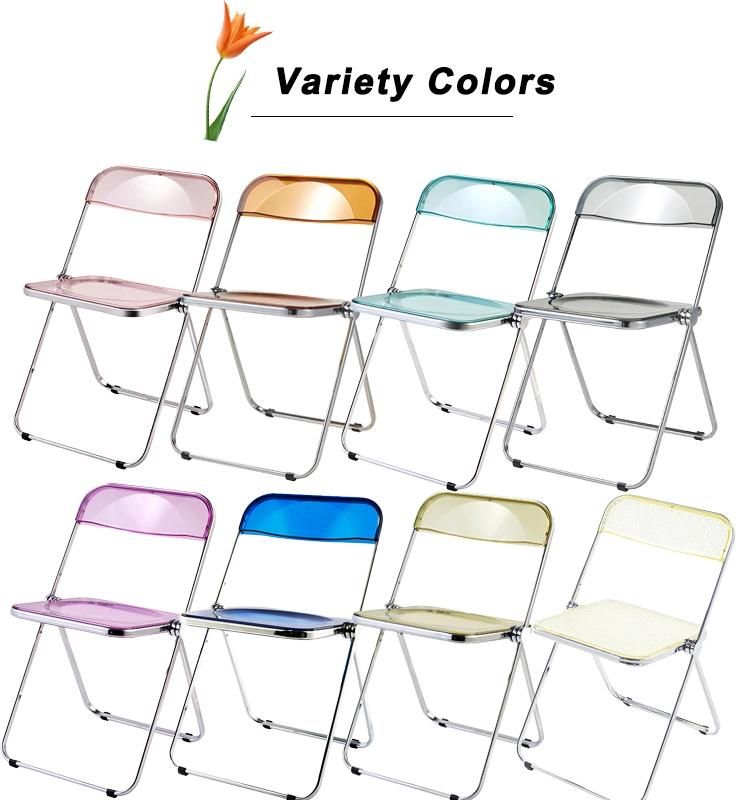 Transparent Colorful Plastic Home Chair Acrylic Folding Chair Wedding Chair for Outdoor