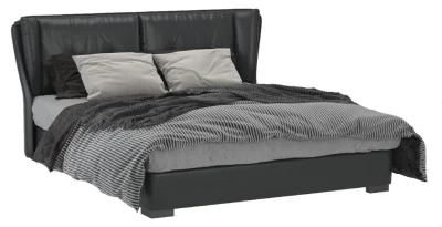 Chinese Home Furniture Modern Bedroom Set King Queen Size Black Leather Bed
