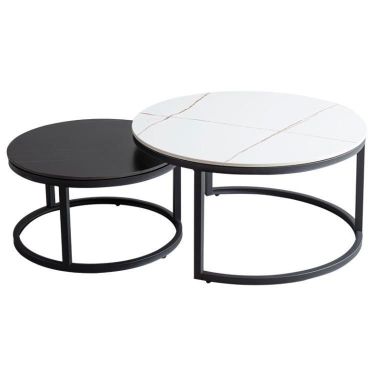 Europe Design White/Black Marble Top Round Gold Stainless Steel Coffee Table