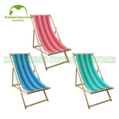 Outdoor Camping Foldable Wood Canvas Beach Sling Chair
