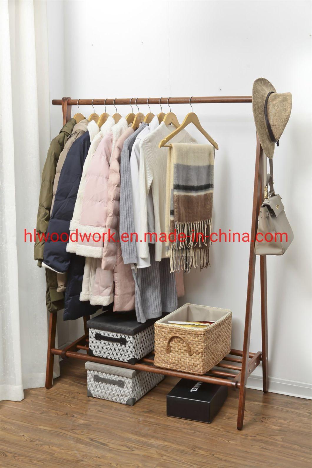 Beech Wood Stand Coat Rack Stand Hanger Foyer Furniture Brown Color Fabric Style Living Room Coat Rack