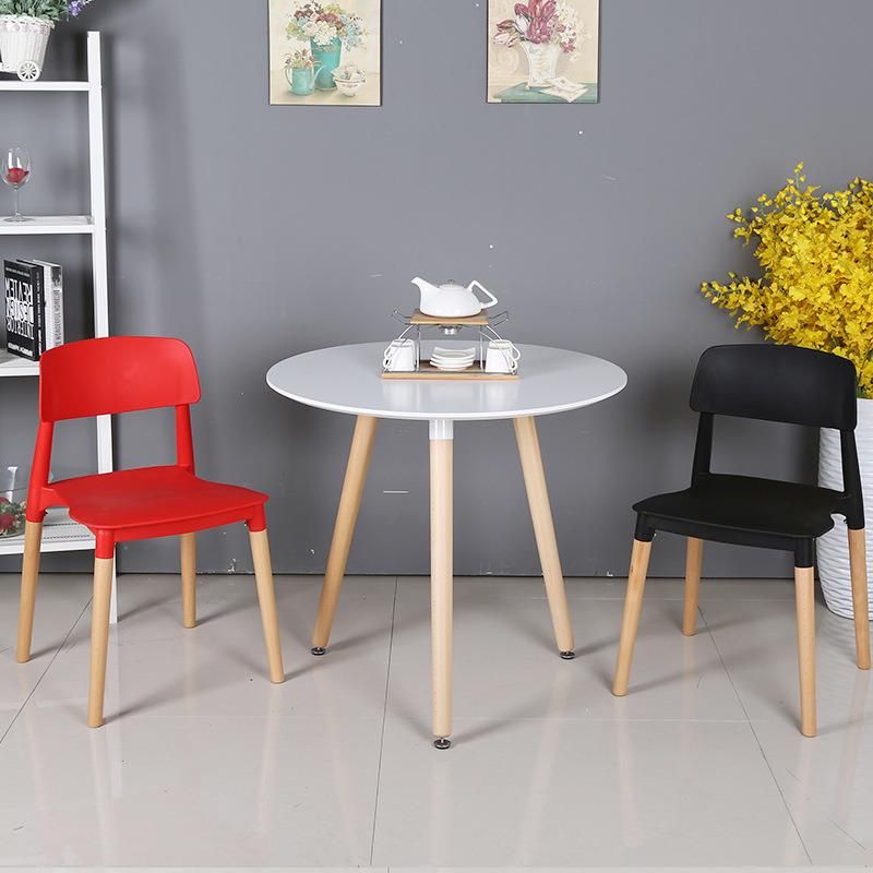 Popular Customized Nordic Rustic Stacking Plastic Seat Solid Beech Wood Dining Chair