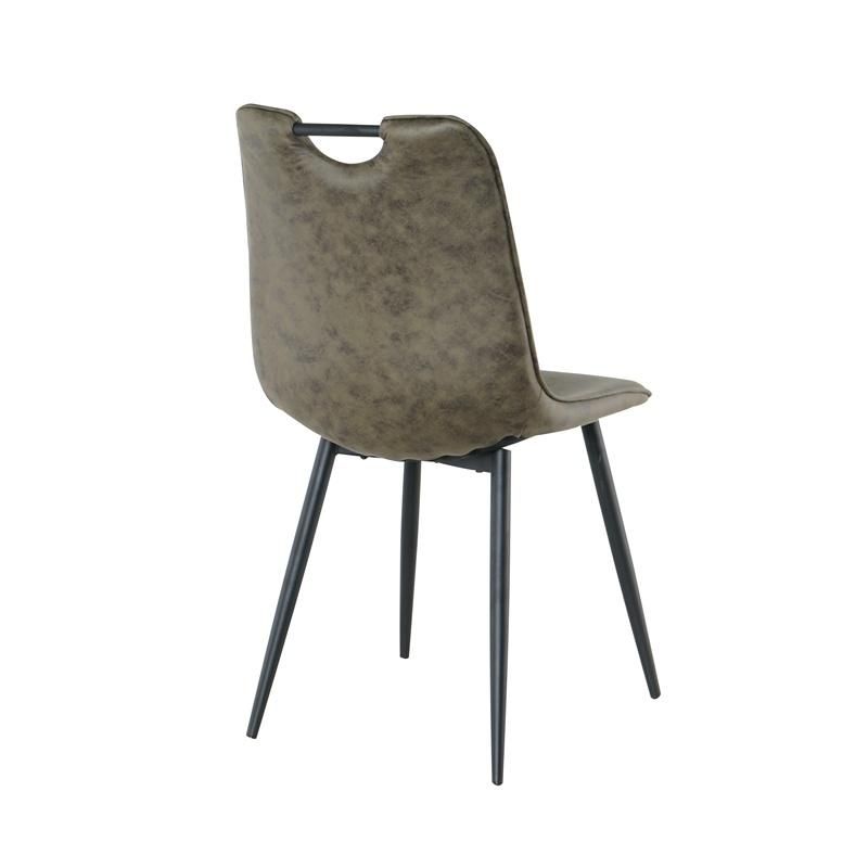 European Luxury Upholstered Restaurant Dining Metal Foot Fabric Dining Chair