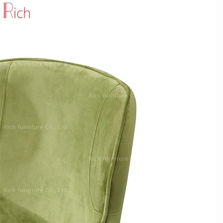 Green Restaurant Furniture Armchair Golden Stainless Steel Fabric Velvet Dining Chair