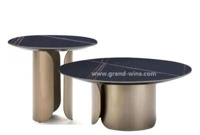 Luxury Designer Center Table Modern Low Round Coffee Table Customized Marble Shaped Tea Table