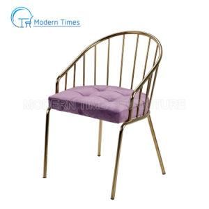 Simple and Breathable Velvet Chair Back with Golden Legs Outdoor Dining Chair
