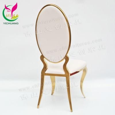 Ycx-Ss52 New Design Stainless Steel Oval Back White Wedding Chairs