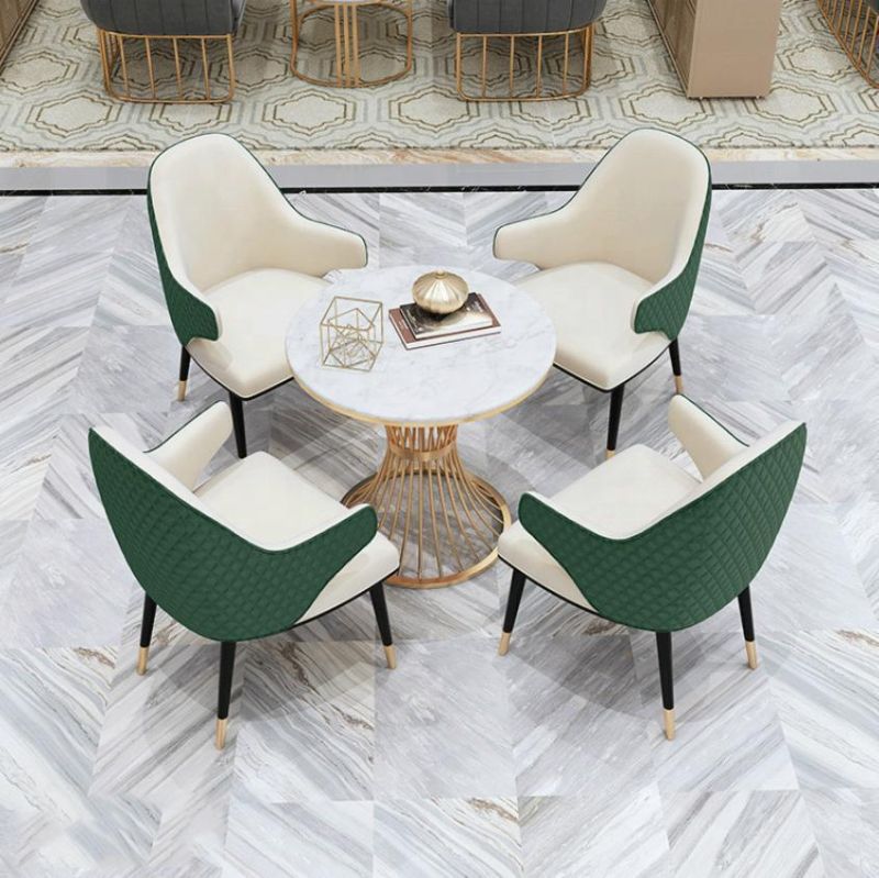 Modern Elegant Luxury PU Leather Dining Chairs with Metal Legs