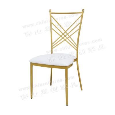 Golden Cross Back Hotel Banquet Furniture Metal Iron Wedding Chair