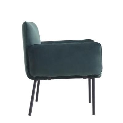 Stainless Steel Gray Velvet Tufted Fabric Restaurant Dining Chair