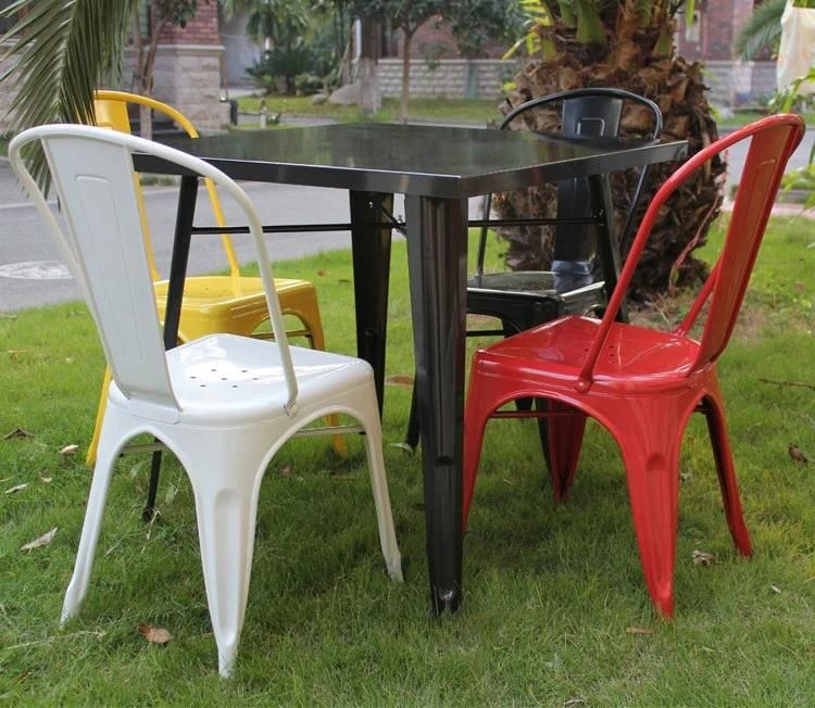 Hot Sale Metal Dining Indoor-Outdoor Use Stackable Classic Bistro Cafe Chairs Industrial Dining Chair Iron
