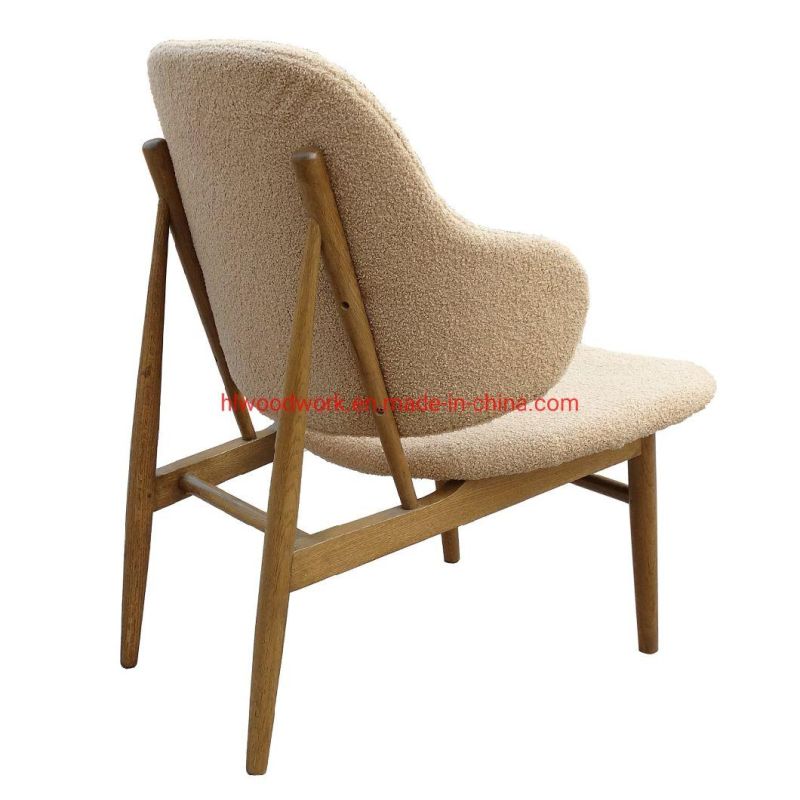 Magnate Chair Beige Teddy Velvet Oak Wood Frame Brown Dining Chair Wooden Chair Lounge Sofa Coffee Shope Arm Chair Living Room Sofa